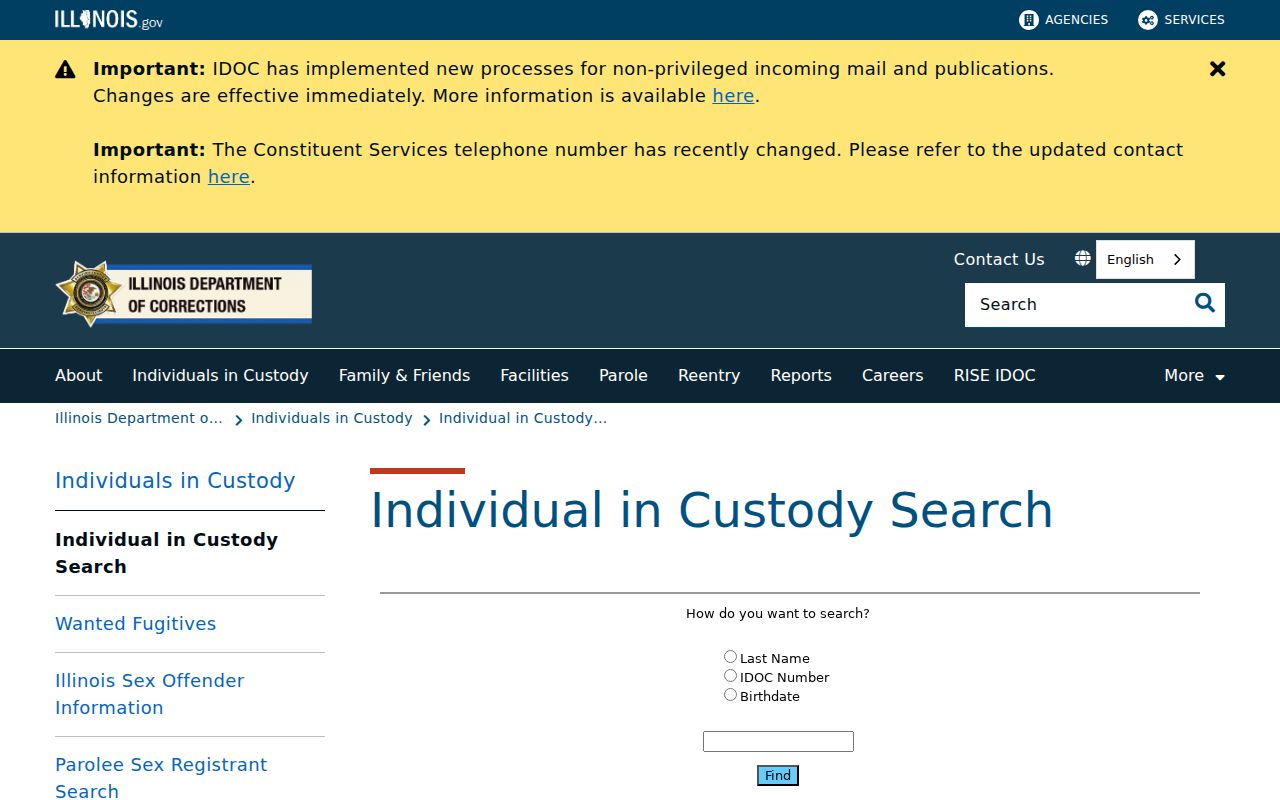 Palatine resident lookup using Illinois inmate search