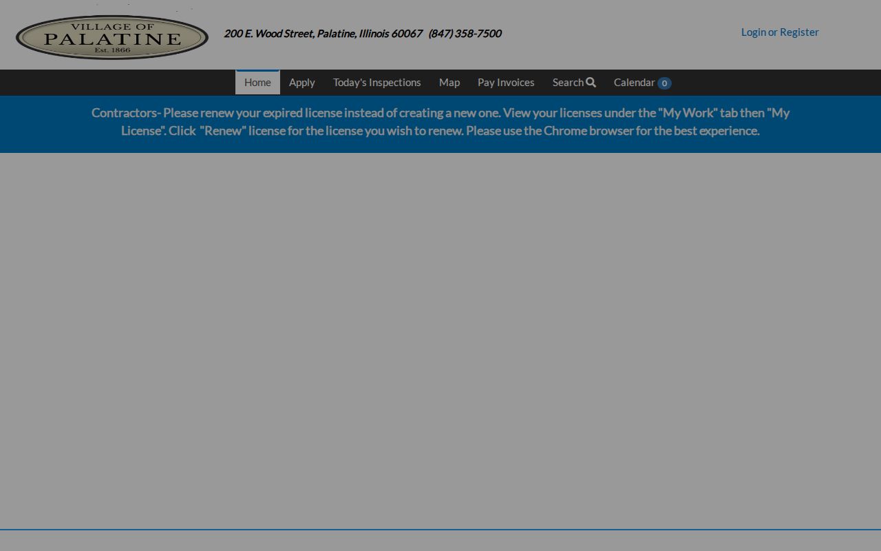 Palatine Citizen Self-Service permit portal for address research