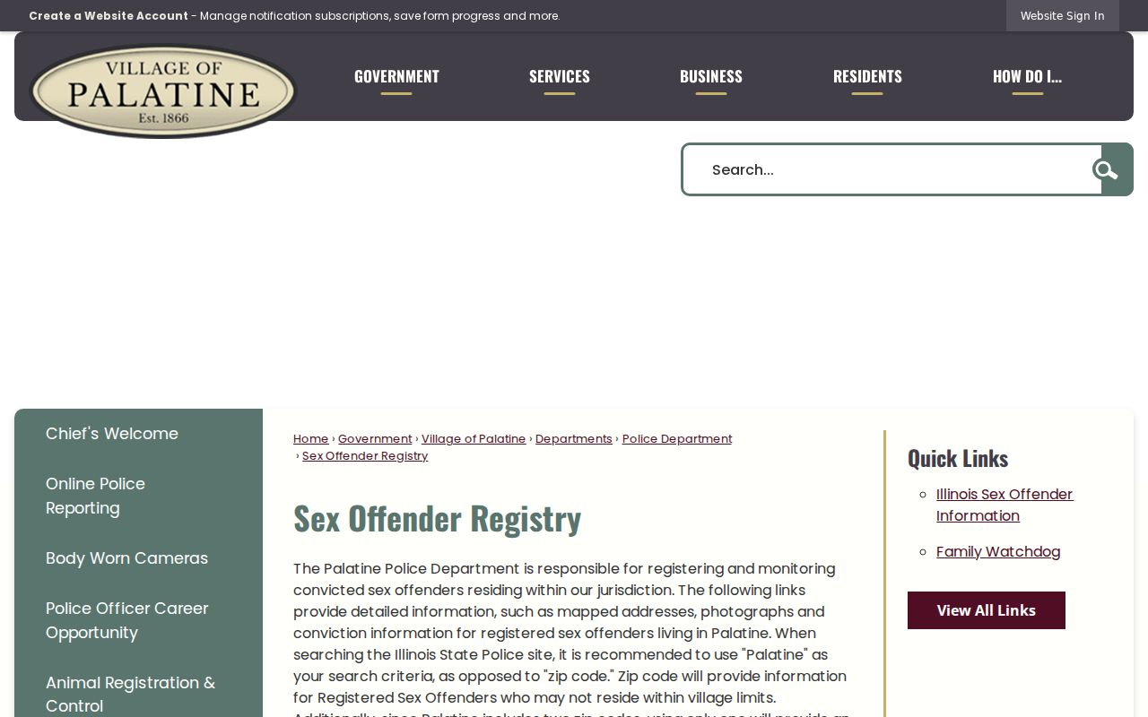 Palatine ZIP code directory two-ZIP search warning